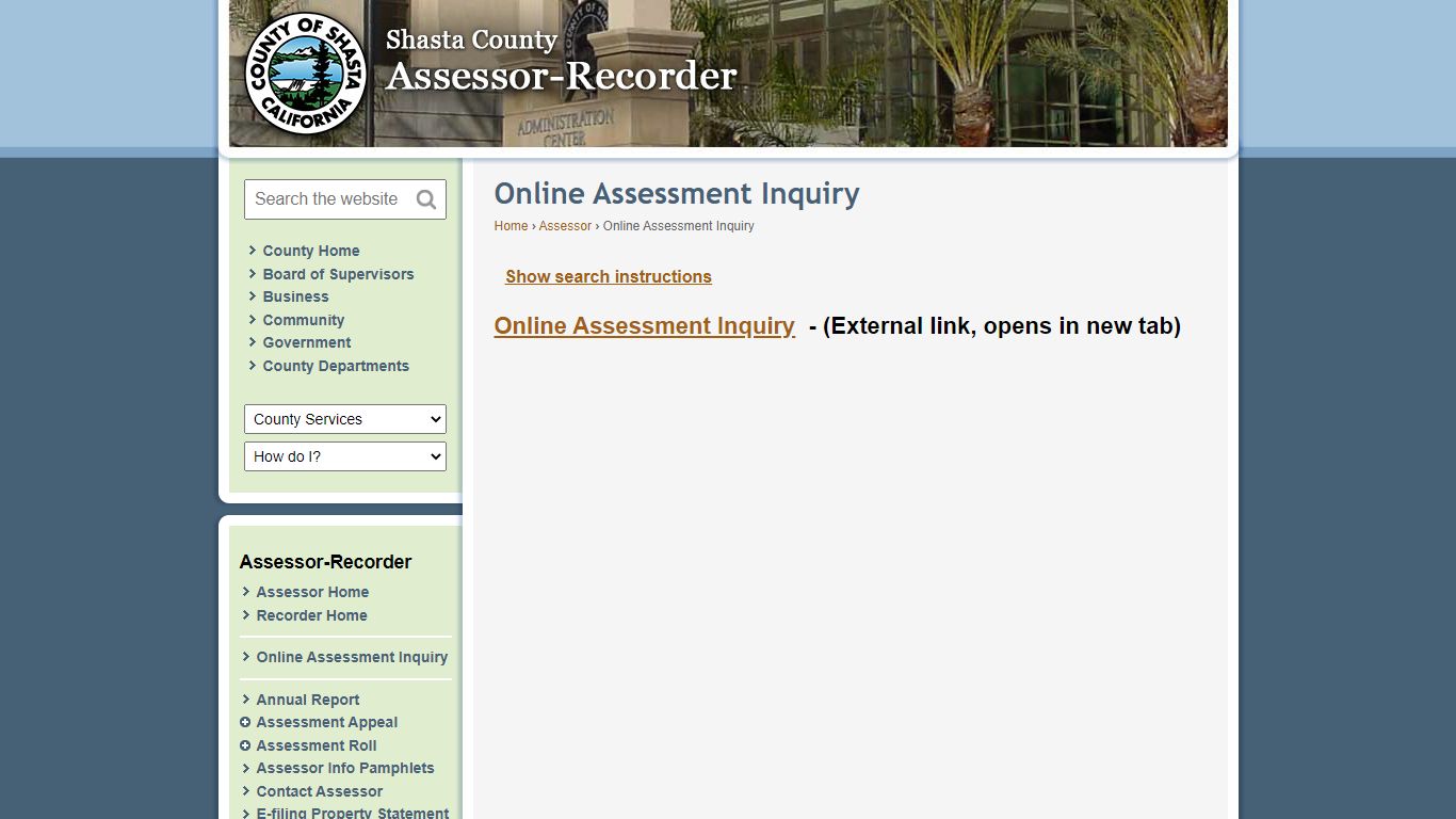 Shasta County Assessor - Online Assessment Inquiry