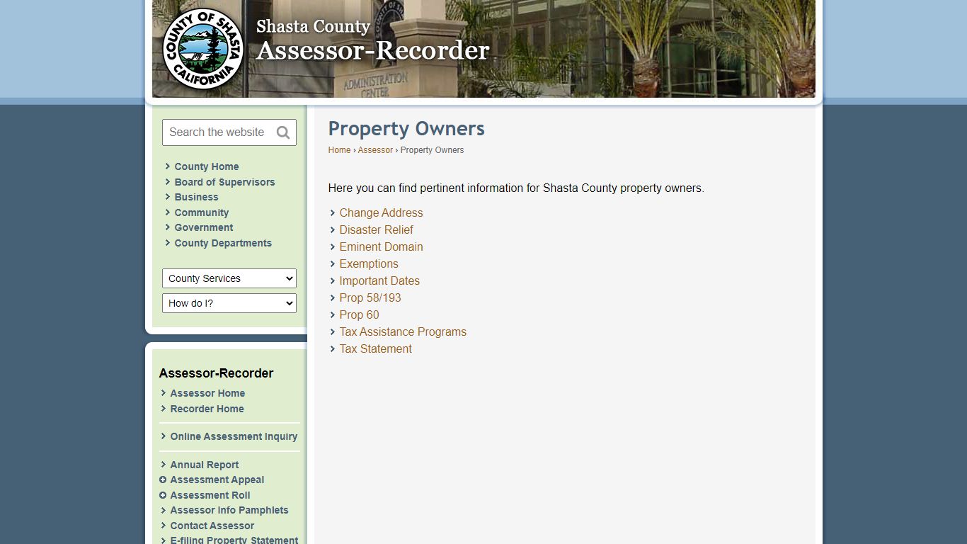 Shasta County Assessor - Property Owners