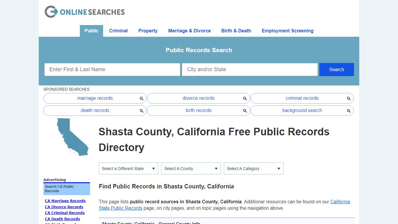 Shasta County, California Public Records Directory